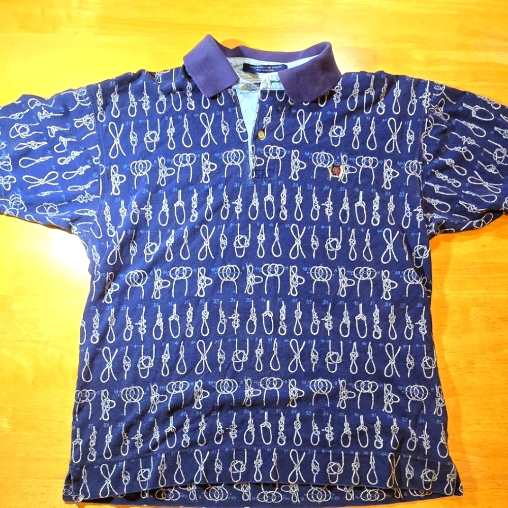 Tommy Hilfiger Men’s Short-Sleeve Button-Down Shirt - Unique Knot Print, Size L